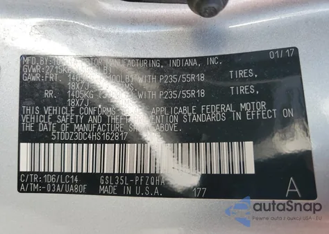 2017 Toyota Sienna Xle from USA, damaged, VIN 5TDDZ3DC4HS162817